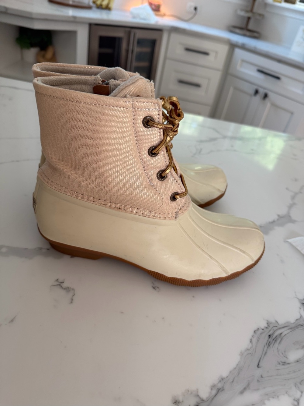 Sperry Gold Shimmer Duck Boots